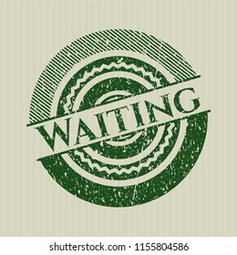 Green Waiting distressed rubber stamp with grunge texture