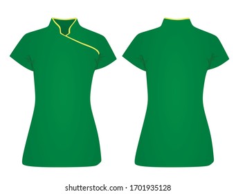 Green waitress shirt. vector illustration