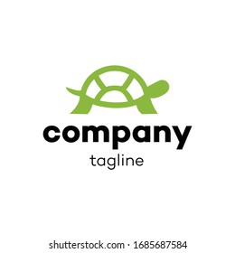 Green Walking Turtle Simple Logo Concept Template