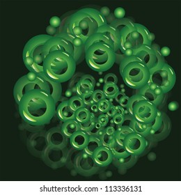 Green wallpaper from beads on dark green background
