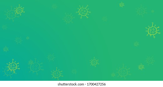 Green wallpaper with painted elements symbolically depicting the molecules of the coronavirus.
Epidemic, pandemic, disease, infection, danger.
Vector illustration