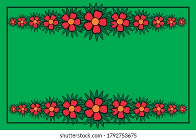green wallpaper with red flowers and green leaves