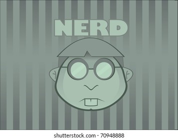 Green Wallpaper with simple NERD face and tag. Vector illustration