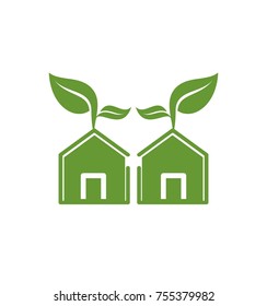 green warehouse industry logo and vector icon