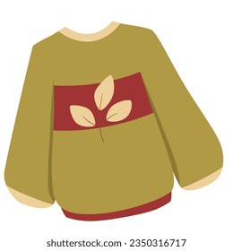 Green warm sweater for autumn season