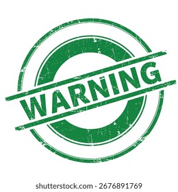 Sello de advertencia verde con texto diagonal para precaución