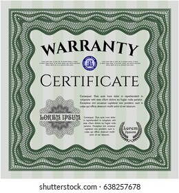 Green Warramty. Complex background. Money design. Vector illustration. 
