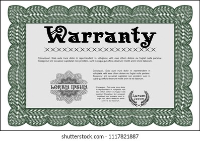Green Warranty. Artistry design. Easy to print. Vector illustration. 