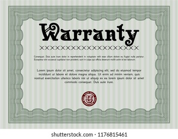 Green Warranty. Beauty design. With guilloche pattern. Vector illustration. 