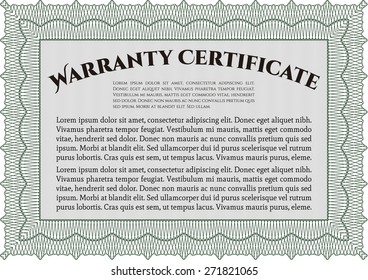 Green warranty certificate template