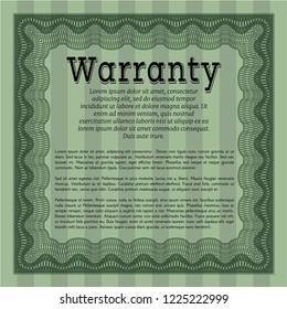 Green Warranty Certificate template. With background. Customizable, Easy to edit and change colors. Money design. 