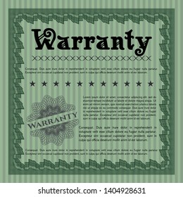 Green Warranty Certificate template. With background. Detailed. Good design. 