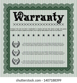 Green Warranty Certificate template. With background. Modern design. Detailed. 