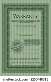 Green Warranty Certificate template. Complex background. Customizable, Easy to edit and change colors. Artistry design. 