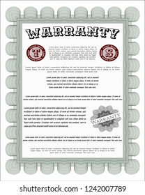 Green Warranty Certificate template. Cordial design. With complex background. Vector illustration. 