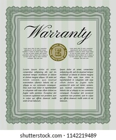 Green Warranty Certificate template. Customizable, Easy to edit and change colors. With background. Nice design. 