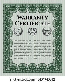 Green Warranty Certificate template. Customizable, Easy to edit and change colors. Easy to print. Beauty design. 