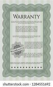 Green Warranty Certificate template. Good design. With guilloche pattern and background. Vector illustration. 