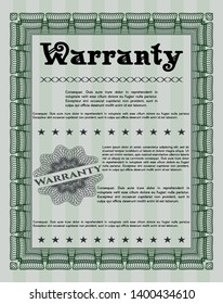 Green Warranty Certificate template. With great quality guilloche pattern. Customizable, Easy to edit and change colors. Lovely design. 