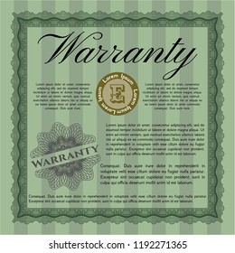 Green Warranty Certificate template. Money Pattern. Customizable, Easy to edit and change colors. With quality background. 