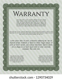 Green Warranty Certificate template. Printer friendly. Good design. Customizable, Easy to edit and change colors. 