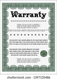 Green Warranty Certificate template. Printer friendly. Customizable, Easy to edit and change colors. Superior design. 