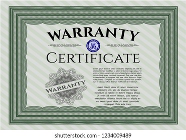 Green Warranty Certificate Template Quality Background Stock Vector ...