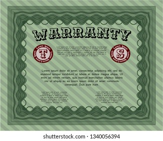Green Warranty Certificate template. Superior design. With quality background. Vector illustration. 