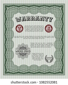 Green Warranty Certificate template. Vector illustration. With quality background. Good design. 