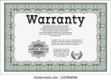 Green Warranty. With complex background. Customizable, Easy to edit and change colors. Money design. 