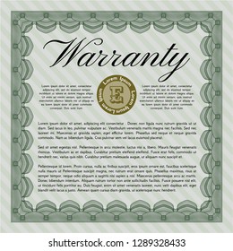 Green Warranty. Complex background. Money design. Vector illustration. 