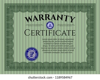 Green Warranty. With complex background. Retro design. Customizable, Easy to edit and change colors. 