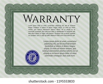 Green Warranty. Complex background. Sophisticated design. Detailed. 