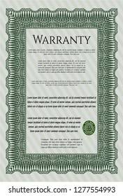 Green Warranty. Complex background. Vector illustration. Sophisticated design. 
