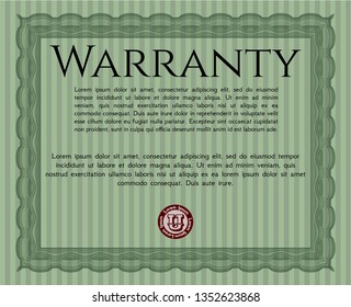 Green Warranty. With complex linear background. Customizable, Easy to edit and change colors. Elegant design. 