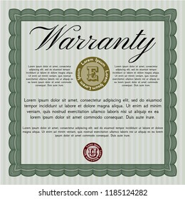 Green Warranty. Customizable, Easy to edit and change colors. With complex linear background. Cordial design. 