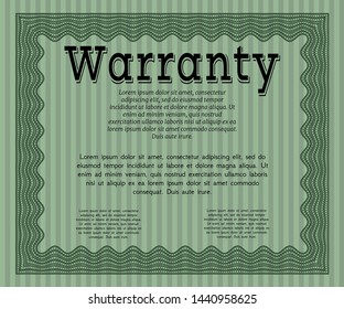  Green Warranty. Customizable, Easy to edit and change colors. With background. Cordial design. 