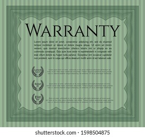 Green Warranty. Customizable, Easy to edit and change colors. With guilloche pattern. Money Pattern design. 