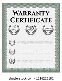 Green Warranty. Detailed. With complex background. Money design. 