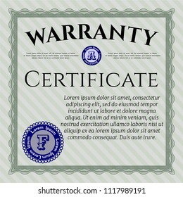 Green Warranty. Detailed. With guilloche pattern. Money Pattern design. 
