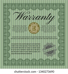 Green Warranty. Easy to print. Money style design. Detailed. 