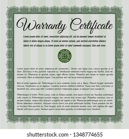Green Warranty. Excellent design. With complex linear background. Customizable, Easy to edit and change colors. 