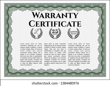 Green Warranty. Good design. Customizable, Easy to edit and change colors. With great quality guilloche pattern. 