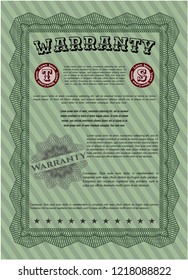 Green Warranty. Good design. Detailed. Complex background. 