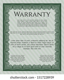 Green Warranty. With guilloche pattern and background. Perfect design. Vector illustration. 