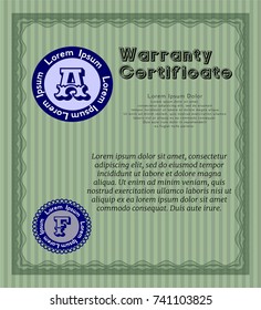 Green Warranty. With guilloche pattern. Customizable, Easy to edit and change colors. Good design. 