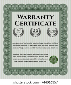 Green Warranty. With guilloche pattern. Detailed. Beauty design. 