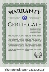 Green Warranty. With linear background. Artistry design. Detailed. 