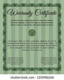 Green Warranty. With linear background. Artistry design. Detailed. 