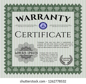 Green Warranty. With linear background. Money design. Vector illustration. 